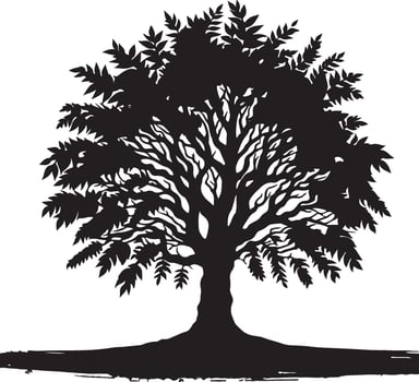 silhouette of a tree with leaves vector