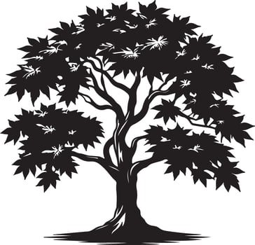 The black and white silhouette of a tree for your design vector