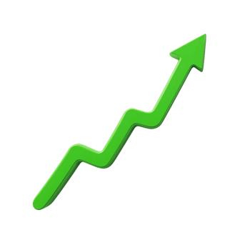 3D green arrow upward trend. png