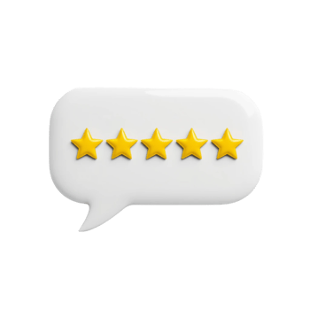Speech bubble 5 yellow stars rating customer review. png