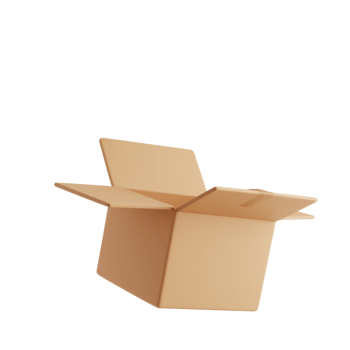3D partially open cardboard box. png
