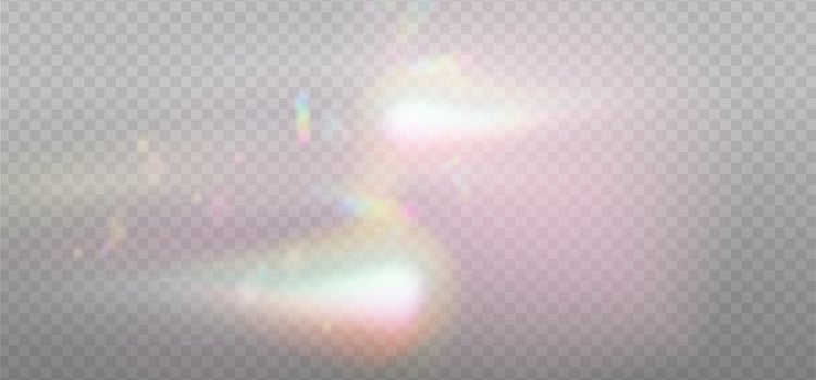 Warm Rainbow reflection light prism effect on light background. Hologram glass dispersion, crystal flare leak shadow overlay. illustration vector