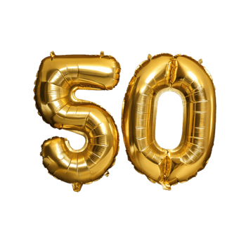Golden number fifty balloons png
