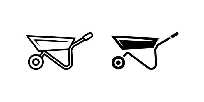 Wheelbarrow icon set. for mobile concept and web design on white background vector