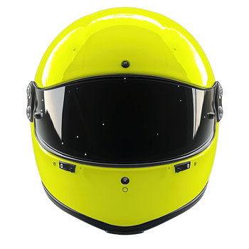 front view yellow motorcycle helmet isolated on transparent background png