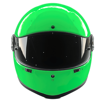 front view green motorcycle helmet isolated on transparent background png