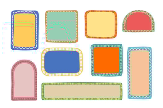 Hand drawn frames in retro style. Vintage exotic frame set. vector