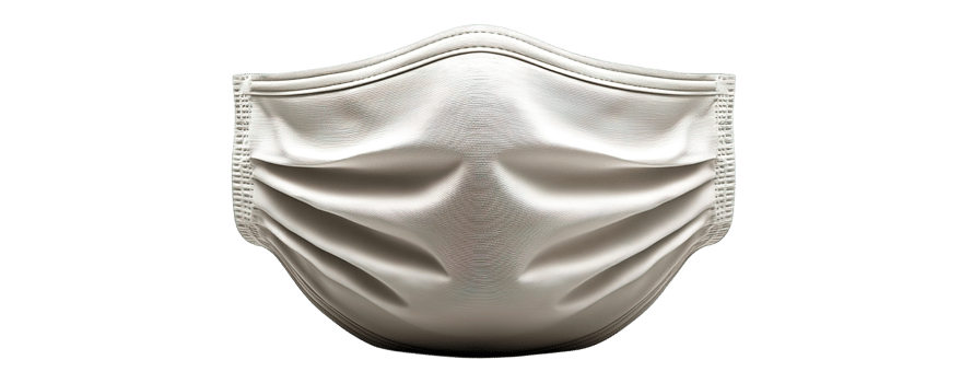 White medical face mask isolated on transparent background png