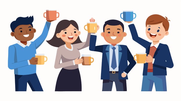 Group of people holding cups of coffee vector