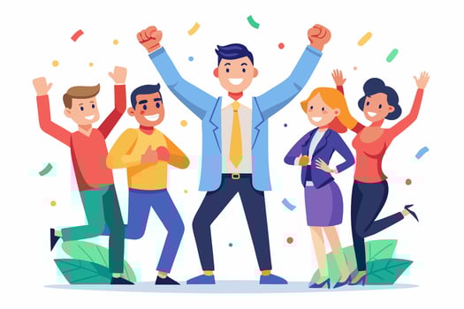 Happy business people celebrating success and success illustration vector