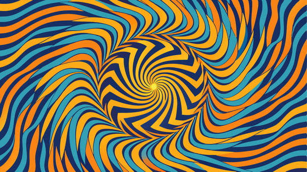 A psychedelic background with a spiral design vector