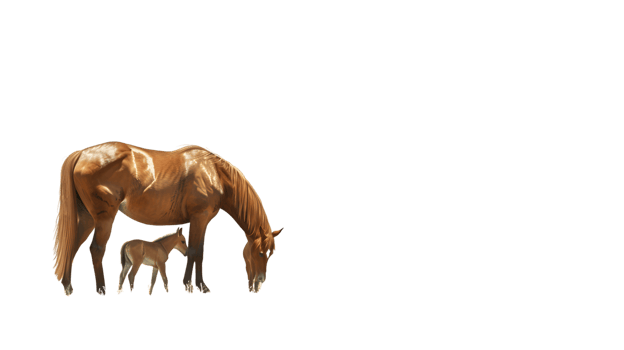 A mother horse and foal grazing together showcasing natural bonding and wildlife in a serene s png