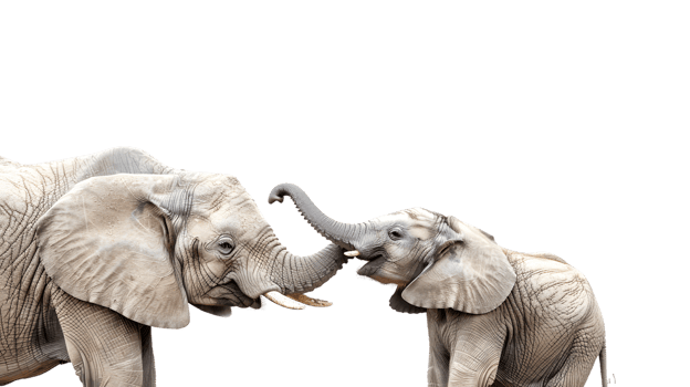African Elephant Family CloseUp Portrait Wildlife Mother and Calf Tender Moment png