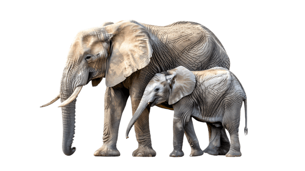 African Elephants Mother and Baby Wildlife Nature Photography png