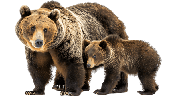 Brown Bear Family Mother and Cub Wildlife Portrait Nature Photography png