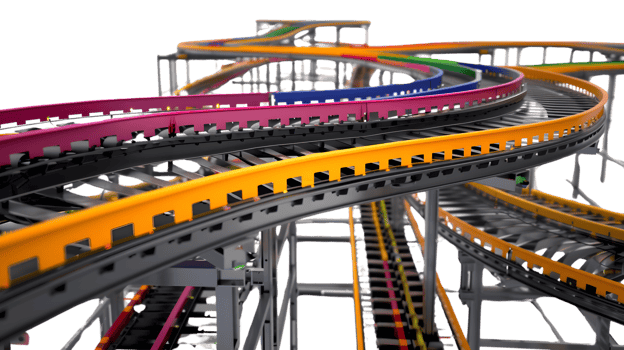 Colorful Roller Coaster Track Amusement Park Ride Thrill Speed Design png