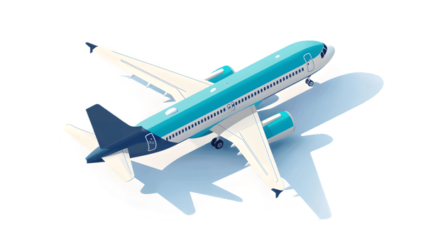 A commercial airplane in flight soaring through the sky with a sleek design and vibrant colors png