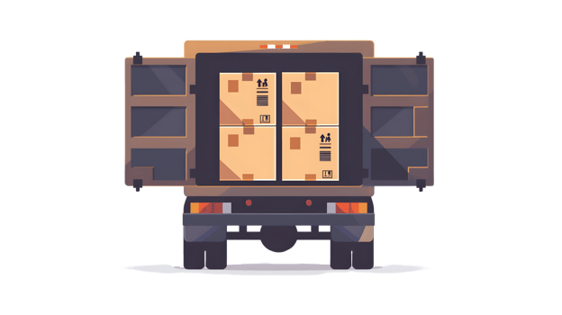 A delivery truck with open cargo doors showcasing neatly stacked boxes ideal for logistics and png