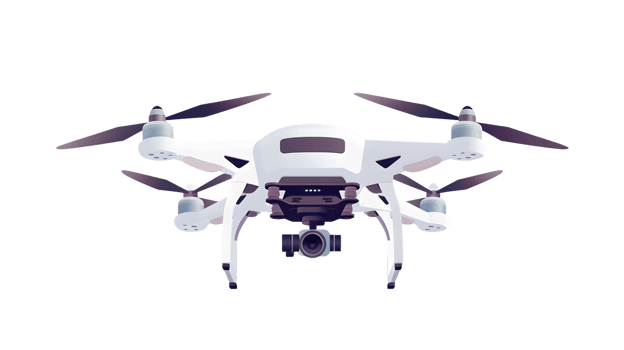 A hightech drone with a mounted camera ready for aerial photography and videography png