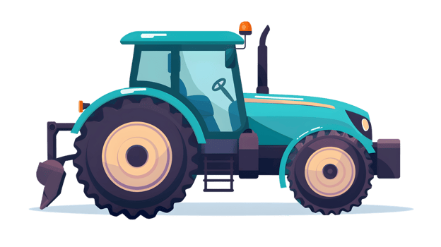 A vibrant agricultural tractor with large wheels and a cabin ideal for farming and rural scene png