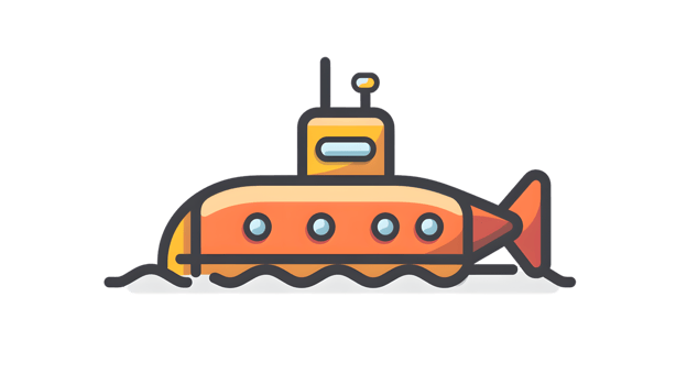 A vibrant cartoon submarine floating on water ideal for marine underwater and nautical theme png