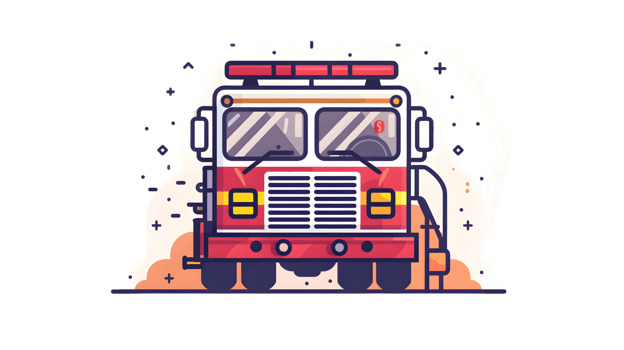 A vibrant illustration of a fire truck with dynamic motion effects ideal for emergency service png
