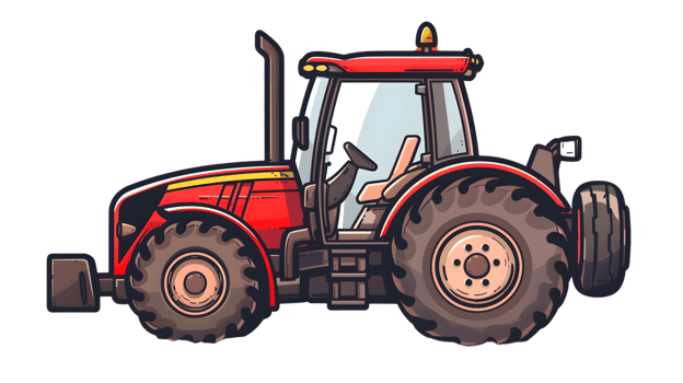A vibrant red tractor with large wheels and a detailed cabin ideal for agricultural and farmin png