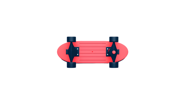 A vibrant red skateboard with black trucks and wheels perfect for sports enthusiasts and desig png