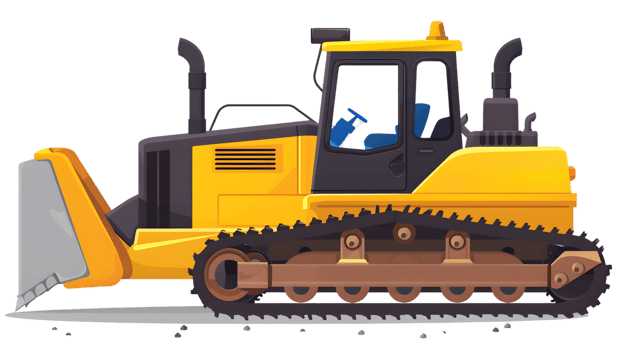 A vibrant yellow construction vehicle with a driver ideal for engineering and heavy machinery png