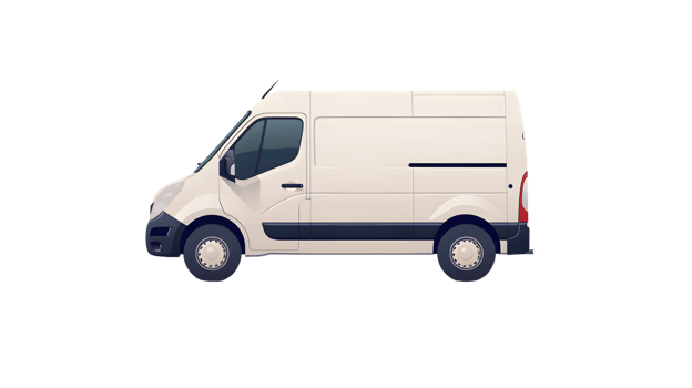 A white commercial van on a transparent background ideal for delivery transportation and ser png