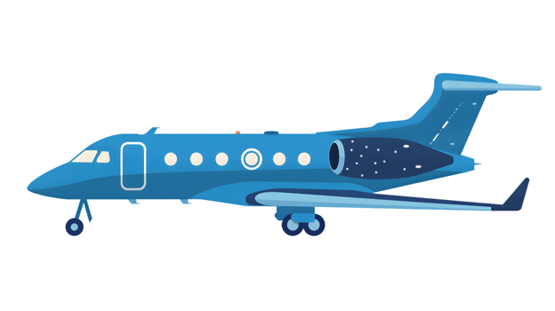 Blue Private Jet Aircraft Illustration for Travel and Luxury Themes png