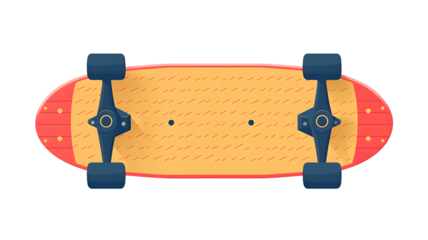 Colorful Skateboard Design with Vibrant Graphics and Detailed Components png