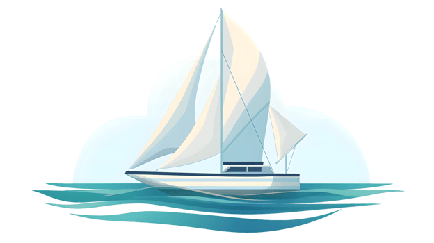 Elegant Sailing Yacht on Calm Waters with Serene Sky Background png
