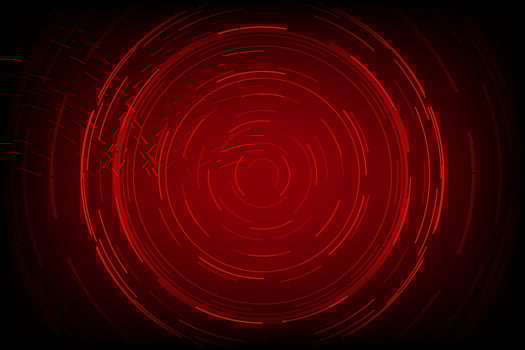 Red spiral abstract background with swirling patterns. Technology circle glow. Cyber button highlights virtual futuristic. vector