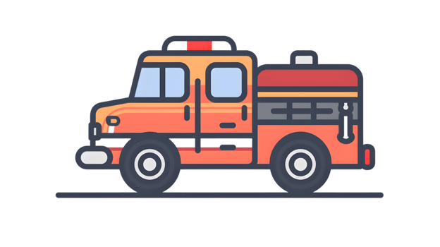Illustration of a vibrant emergency vehicle with bold colors and detailed features ideal for r png