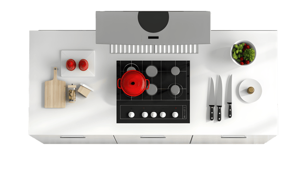 Modern Kitchen Setup with Cooking Essentials and Fresh Ingredients png