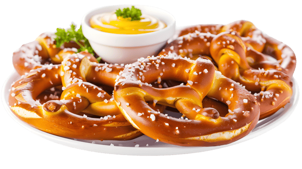 Soft Pretzels with Mustard Dip Food Photography Baked Goods Snack png