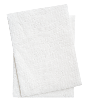 Folded white tissue paper pieces in stack isolated with clipping path in file format png