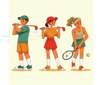 Playful Cartoon Sports Characters Engaging in Various Activities vector