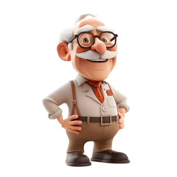Wise cartoon grandpa with a kind smile design creative environment family-friendly concept png