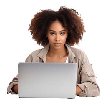 Seamless work routine woman using laptop in modern office environment detailed productivity concept png
