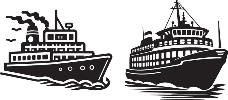 Ferryboat Sketch Drawing. vector