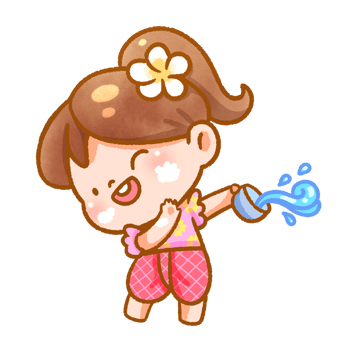 Funny Girl Playing with Water Festive Handdrawn png