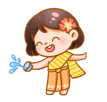 Cute Girl Playing with Water Festive Handdrawn png