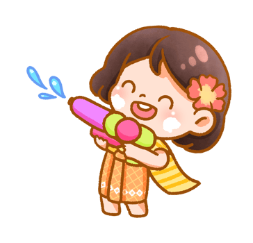 Girl Playing with Water Festive Handdrawn png