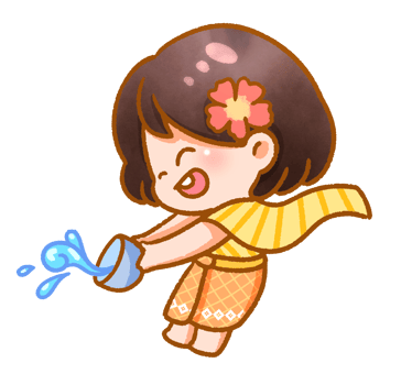 Cheerful Child Playing with Water Festive Hand drawn png