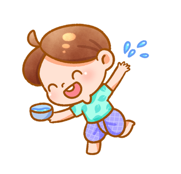 Happy Boy Playing with Water Festive Handdrawn png