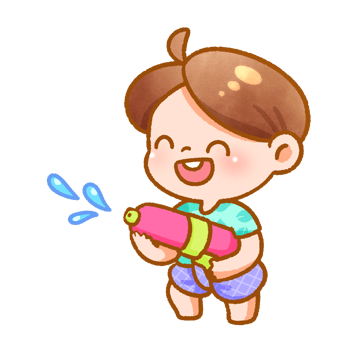 Funny Child Playing with Water Festive Handdrawn png