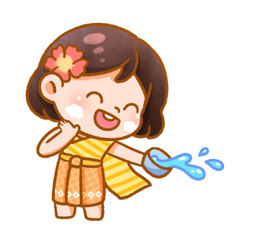 Cheerful Child Playing with Water Festive Hand-drawn png