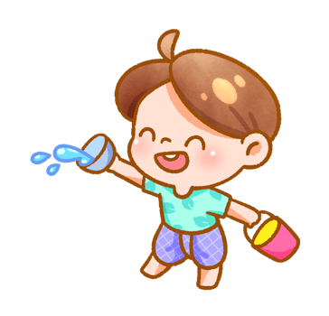 Cheerful Child Playing with Water Festive Handdrawn illustration png